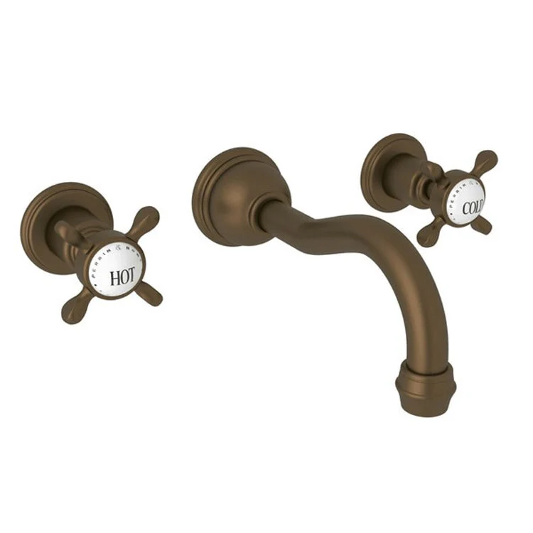 Lavatory Faucet Edwardian Wall Mount 2 Cross Unlacquered Brass 1.2 Gallons per Minute Column Spout - Frankwebs