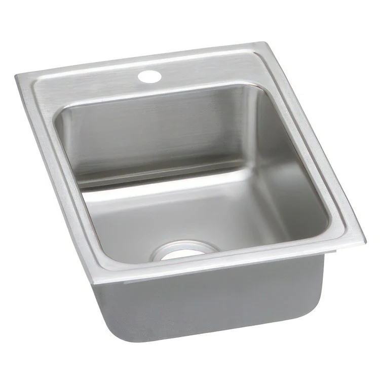 Kitchen Sink Lustertone Classic 17 x 22 Inch Single Bowl 1 Hole ADA Lustrous Satin Drop-In Rectangle Drain Location Rear Center Depth 5 Inch Quick Clip Mounting System Bottom Only Pads - Frankwebs
