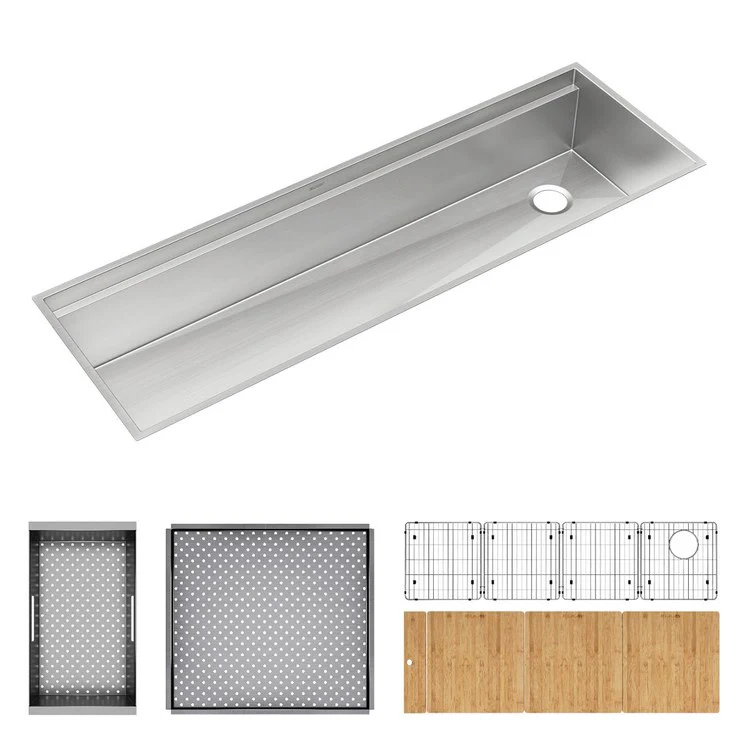 Sink Kit Circuit Chef 59-1/2 x 20-1/2 Inch 1 Bowl Stainless Steel/Brown Undermount - Frankwebs