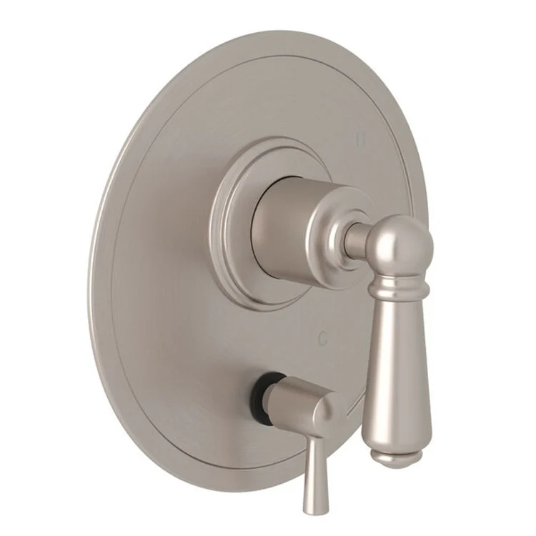 Pressure Balance Valve Trim Edwardian 1/2 Inch with Diverter 2 Lever Satin Nickel - Frankwebs