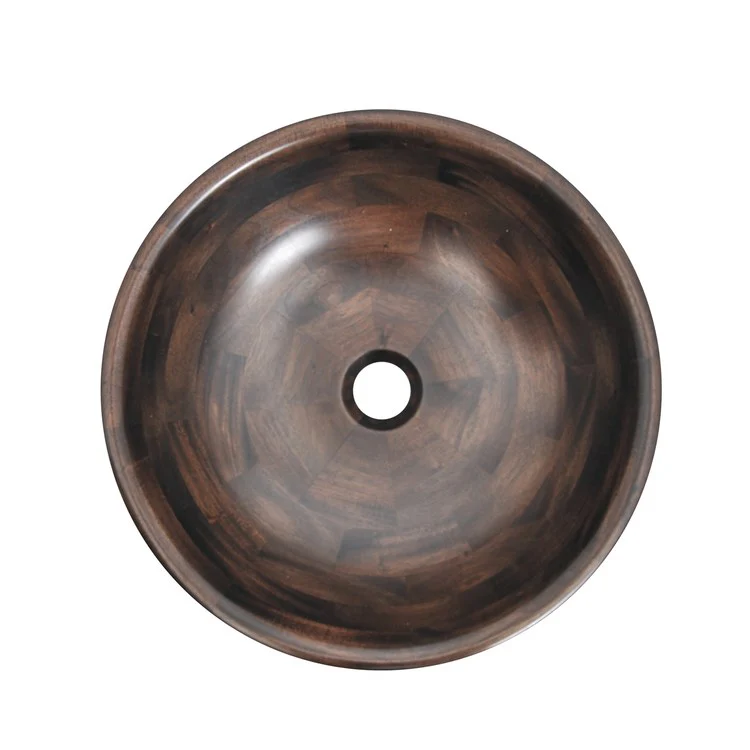 Vessel Antigua Above Counter Round 17-3/4 Inch Mahogany Natural Wood - Frankwebs