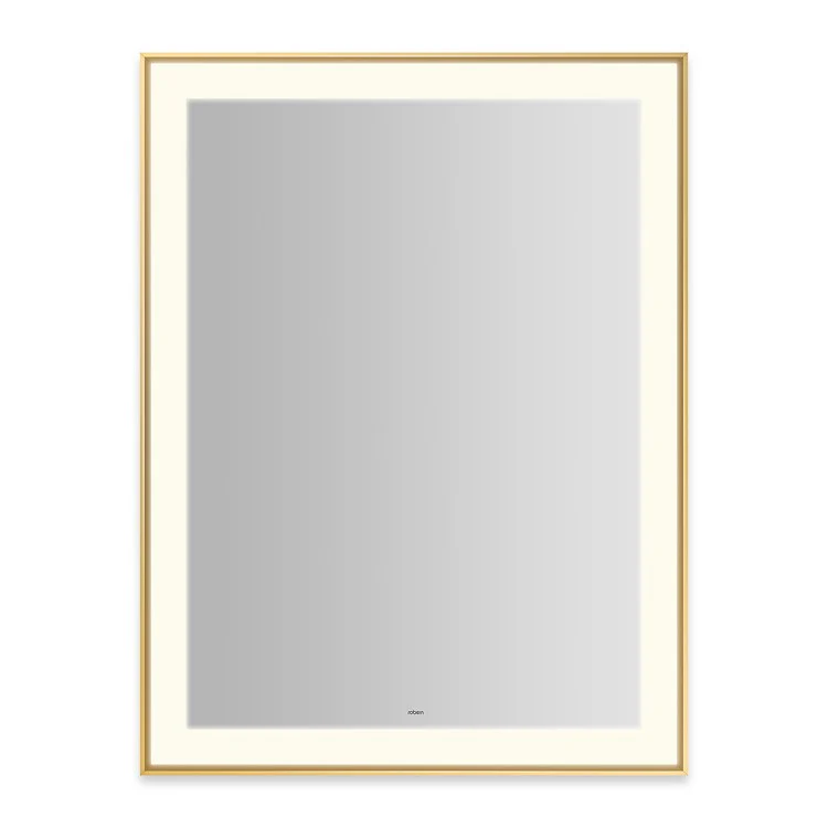 Wall Mirror Sculpt 31W x 41H Inch Chrome Slim Museum Frame Lighted Title 24 Rectangular - Frankwebs