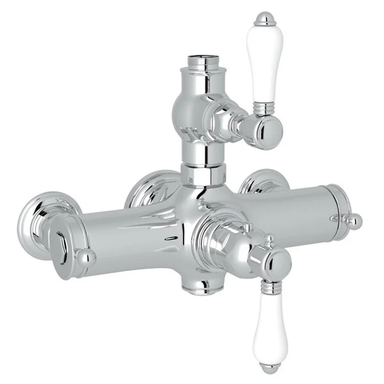 Thermostatic Valve Exposed with Volume and Temperature Control 2 Porcelain Lever Italian Brass - Frankwebs