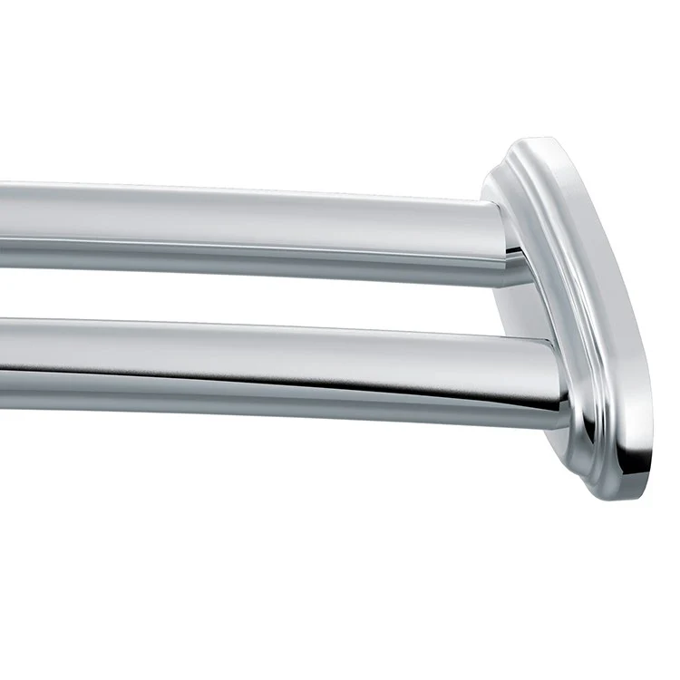 Adjustable Curved Stainless Steel Double Shower Rod with Concealed Mount Flanges - Frankwebs