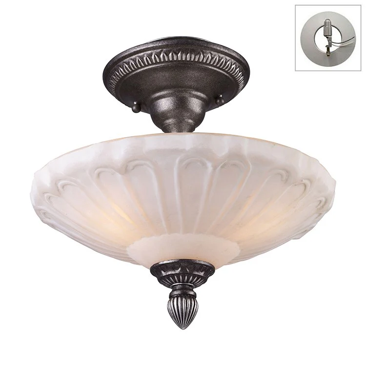 Restoration Three-Light Semi-Flush Mount Ceiling Fixture with Recessed Light Kit - Frankwebs