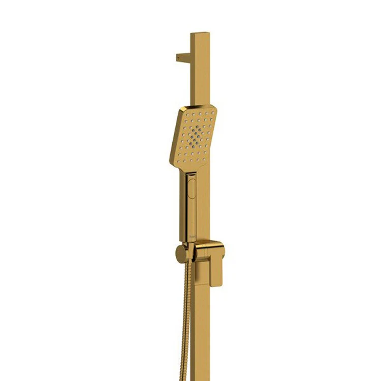 Handshower Set Rectangular 2-Jet Brushed Gold 2 Function WaterSense 1.8 Gallons per Minute 32 Inch Slide Bar - Frankwebs