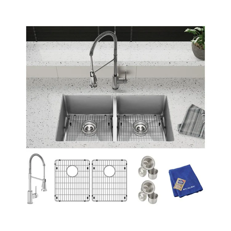Kitchen Sink Crosstown 31.5 x 18.5 Inch Double Bowl Equal 1 Hole Polished Satin Undermount - Frankwebs