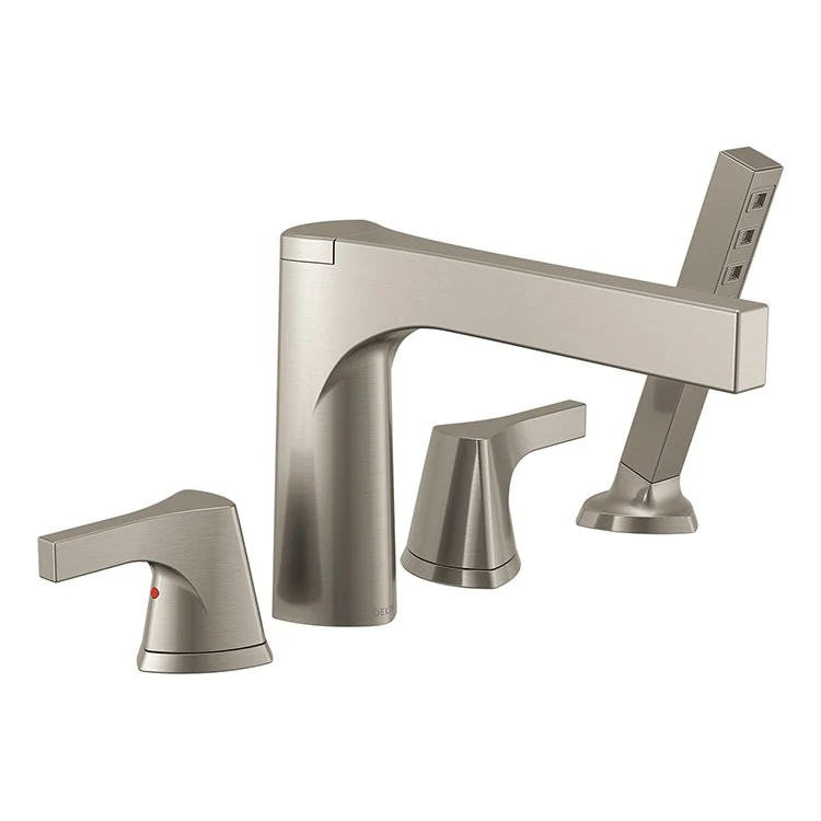 Roman Tub Trim Zura with Handshower 2 Lever Matte Black ADA 8 to 16 Inch Spread - Frankwebs