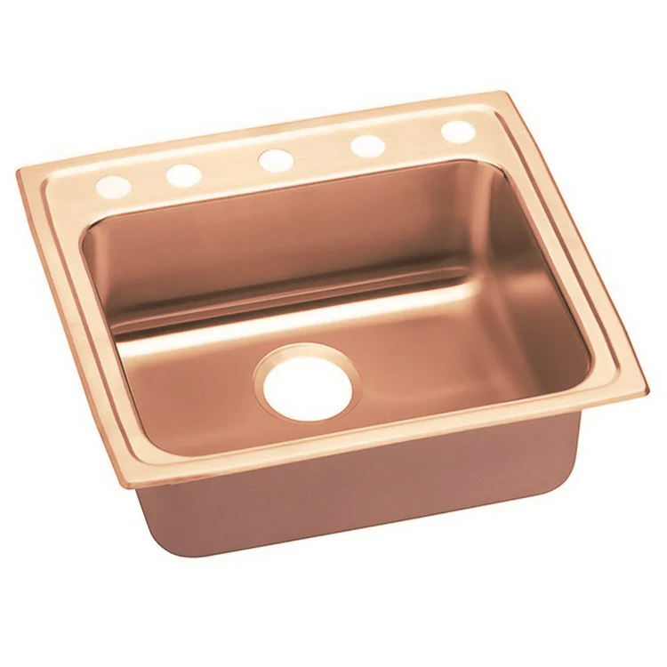 Kitchen Sink 25 x 21.25 Inch Single Bowl 5 Hole ADA Copper Drop-In Rectangle Drain Location Rear Center Depth 6 Inch Full Spray Sides and Bottom - Frankwebs