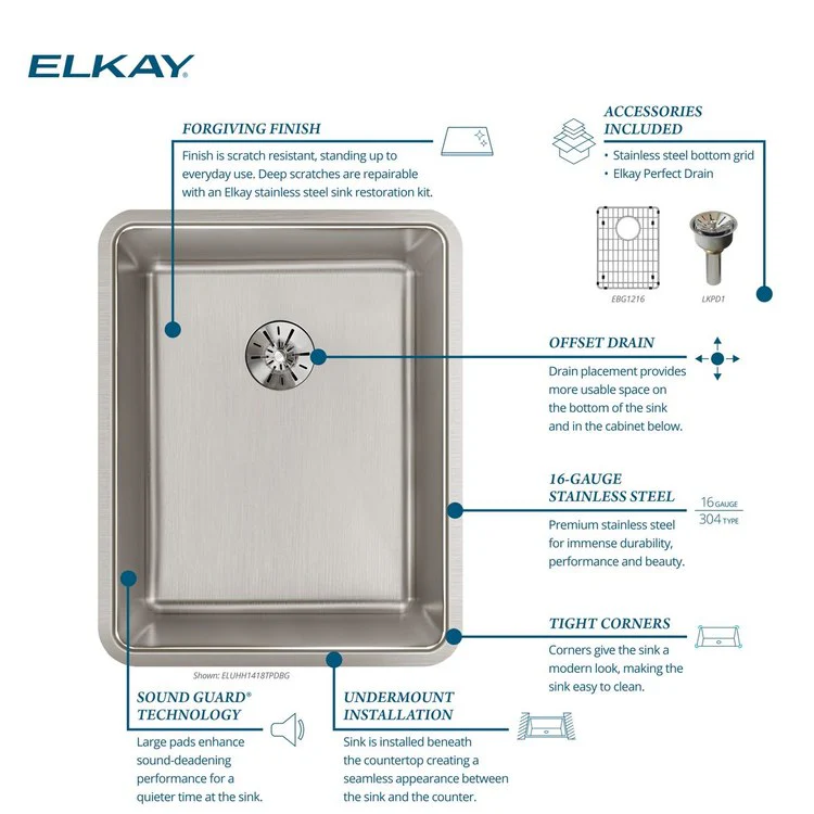 Kitchen Sink Lustertone Iconix 16.5 x 20.5 Inch Single Bowl Kit with Perfect Drain Luminous Satin Undermount - Frankwebs