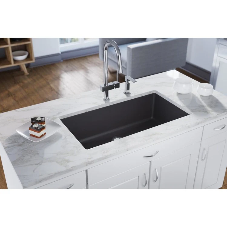 Kitchen Sink Quartz Luxe 36 x 19 Inch Single Bowl Perfect Drain Charcoal Undermount - Frankwebs