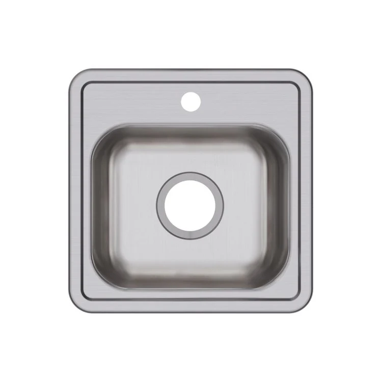 Bar Sink Dayton 15 x 15 Inch Single Bowl with Drain Opening 1 Hole ADA Satin Drop-In Square Drain Size 3-1/2 Inch - Frankwebs
