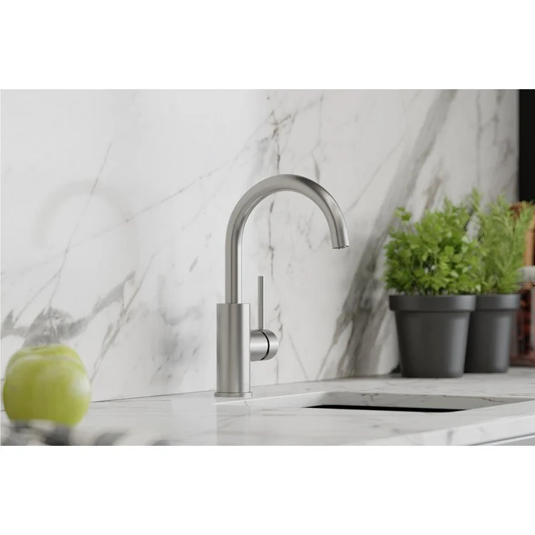 Bar Faucet Avado Deck Mount 1 Lever ADA Lustrous Steel Spout Type Gooseneck - Frankwebs