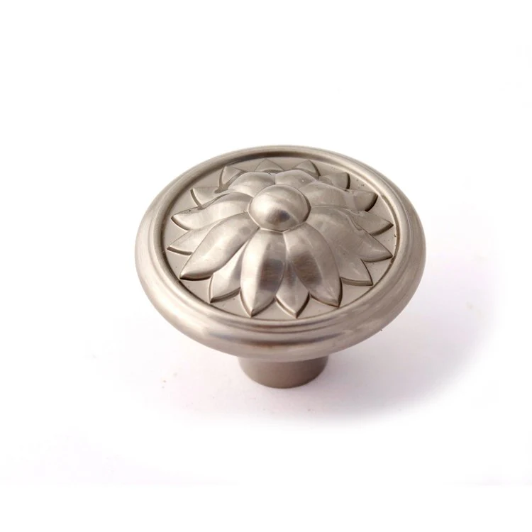 Knob Fiore Round Satin Nickel Brass 1-1/2 Inch 1-1/4 Inch 1/2 Inch - Frankwebs