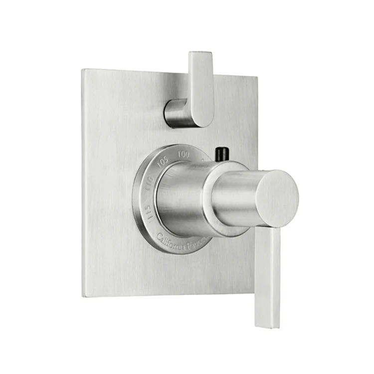 Thermostatic Trim Bel Canto Square with Single Volume Control 2 Lever Satin Nickel ADA for Requires Rough Valve TH51-R Or TH51D2-R Handles and Escutcheon Brass - Frankwebs