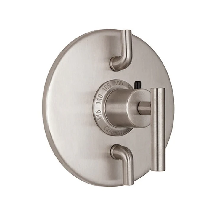 Thermostatic Trim Tiburon Round with Dual Volume Control 3 Lever Satin Nickel ADA for Requires Rough Valve TH52-R Or TH52D2-R Handles and Escutcheon Brass - Frankwebs