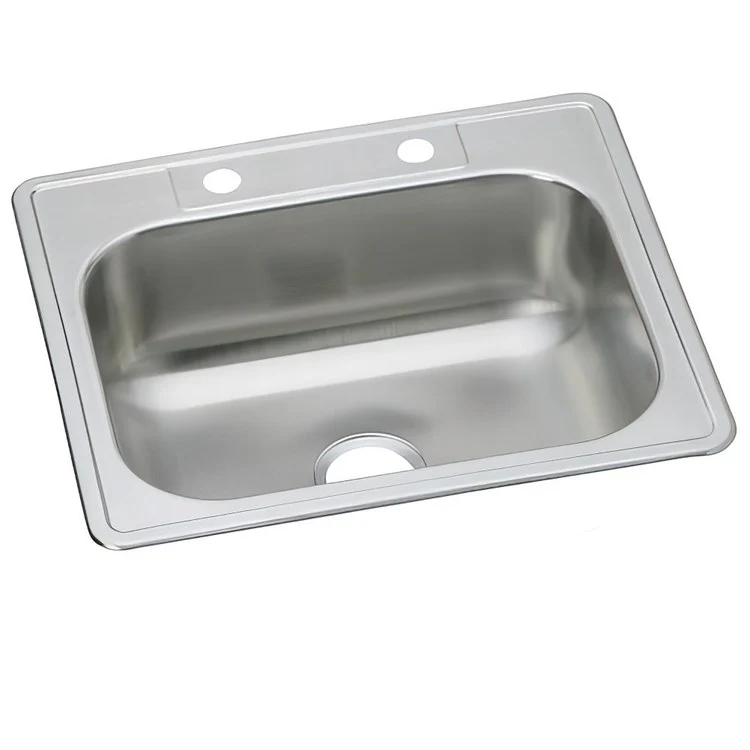 Kitchen Sink Dayton 25 x 22 Inch Single Bowl 2 Hole Elite Satin Drop-In Drain Location Center Multiple of 10 Bottom Only Pads - Frankwebs
