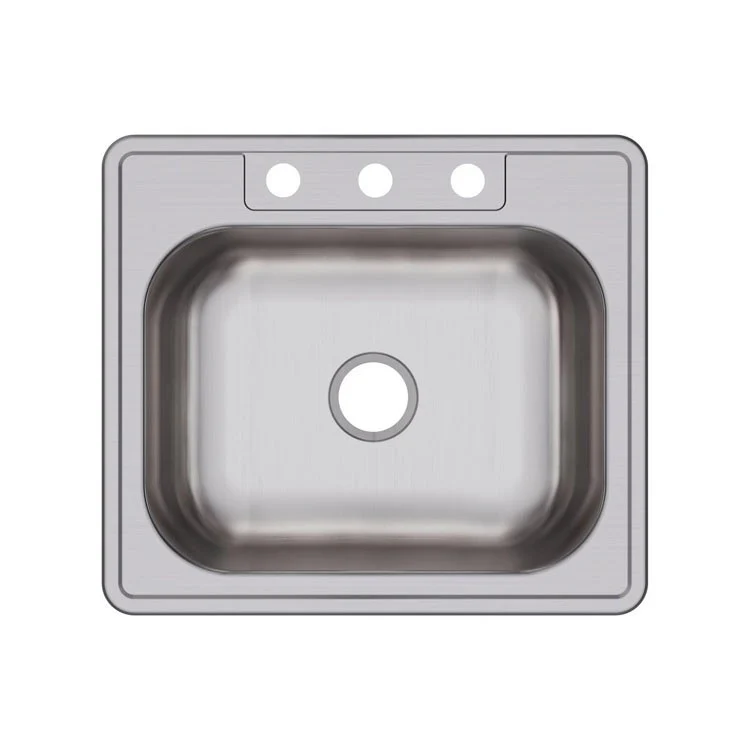 Kitchen Sink Dayton 25 x 22 Inch Single Bowl 3 Hole Elite Satin Drop-In Drain Location Center Bottom Only Pads - Frankwebs