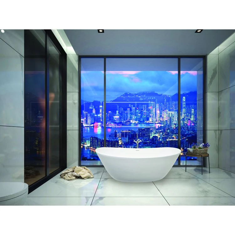 Soaking Tub Metro Collection Marquis 65 x 32 Inch Freestanding Tub Only Center White Hydroluxe SS - Frankwebs