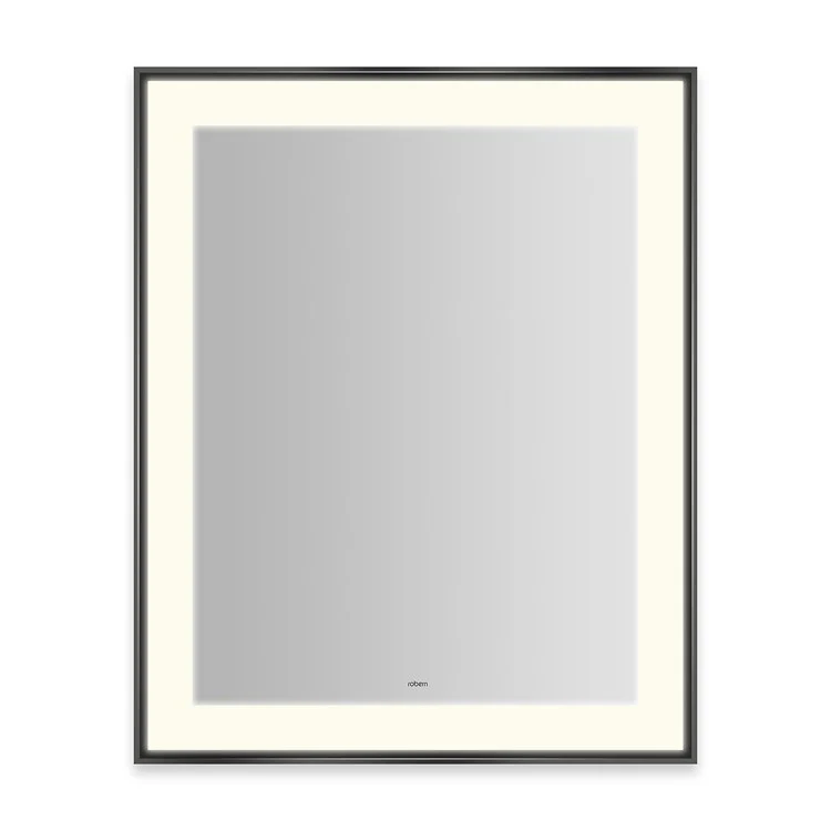 Wall Mirror Sculpt 25W x 31H Inch Chrome Slim Museum Frame Lighted Rectangular Polished - Frankwebs