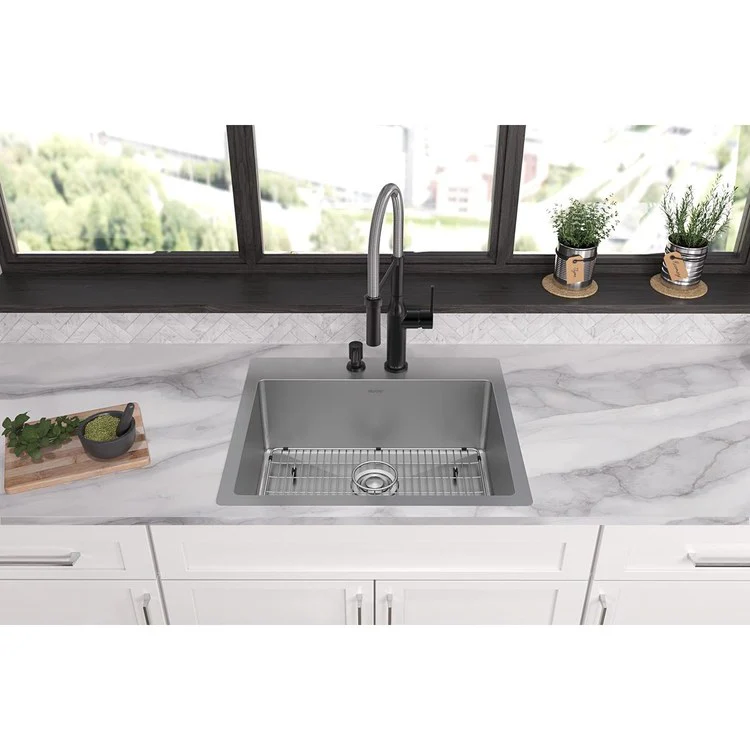 Kitchen Sink Crosstown 25 x 22 Inch Single Bowl 2 Hole Polished Satin Drop-In Undermount - Frankwebs