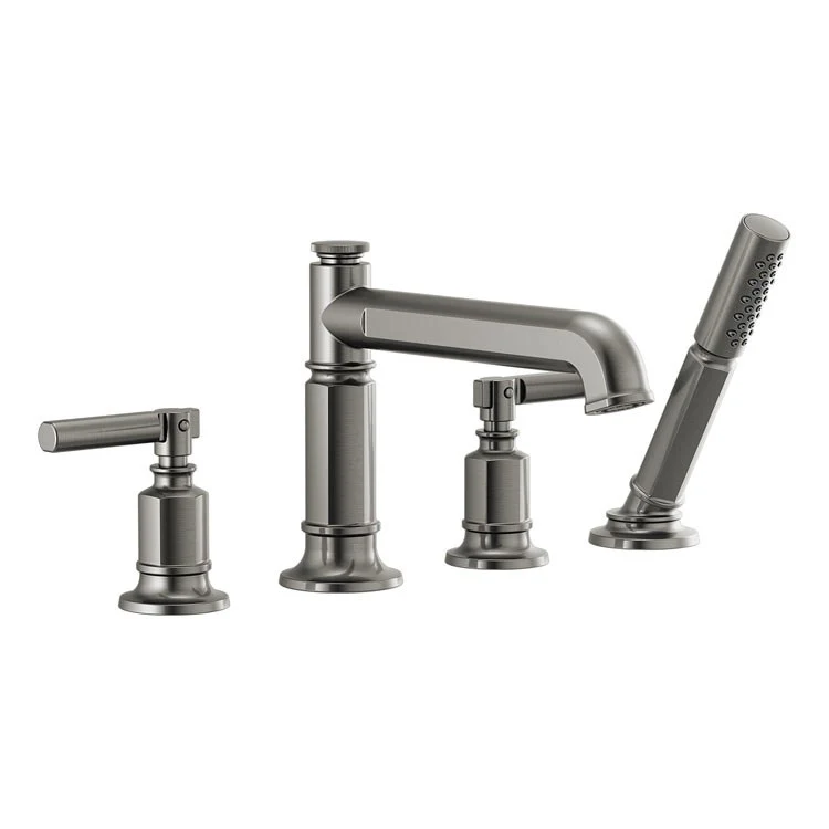 Roman Tub Trim Invari Deck Mount Less Handle Brilliance Luxe Gold WaterSense ADA 9-11/16 Inch Reach with Handshower/Hose/Spout - Frankwebs