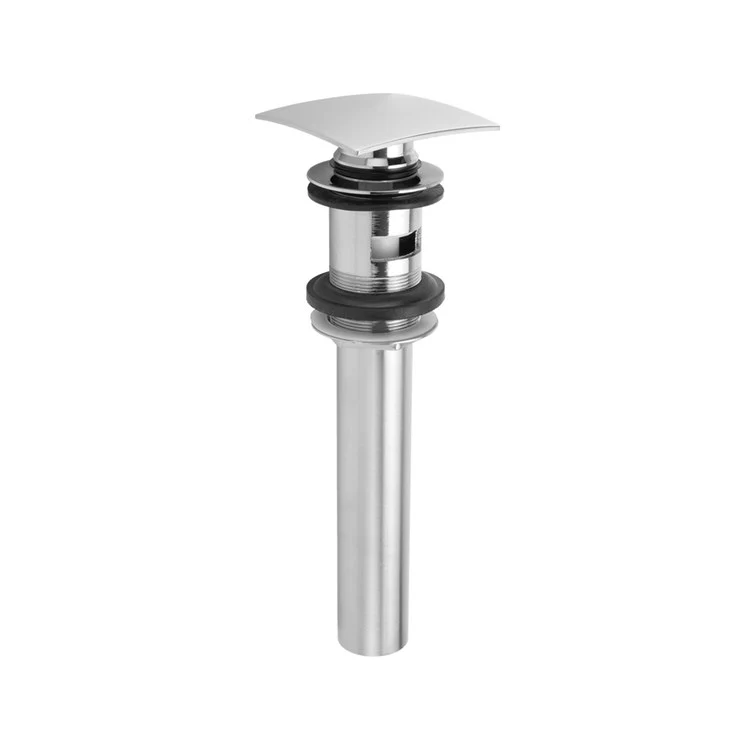 Lavatory Drain Finger Touch Square with Overflow 1-1/2 Inch Satin Nickel for Standard Pop-Up and P.O. Plugs with Rubber Stoppers Ideal for Vessel Sinks 8-3/8 Inch Length - Frankwebs