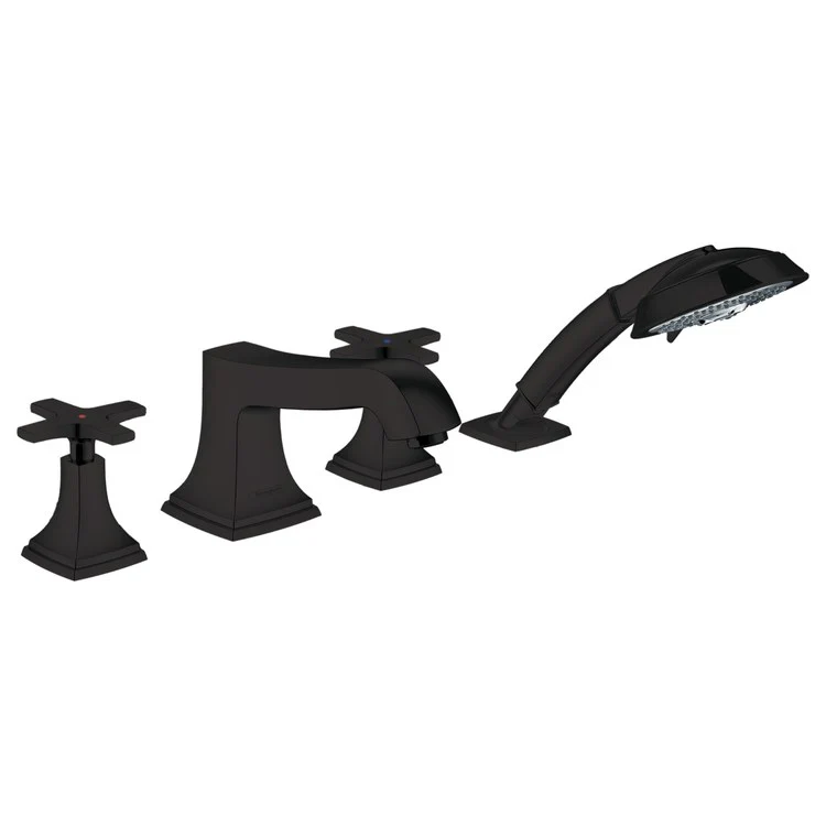 Roman Tub Trim Metropol Classic with Handshower 2 Cross Brushed Bronze 8 Inch Spread 5.34 Gallons per Minute - Frankwebs