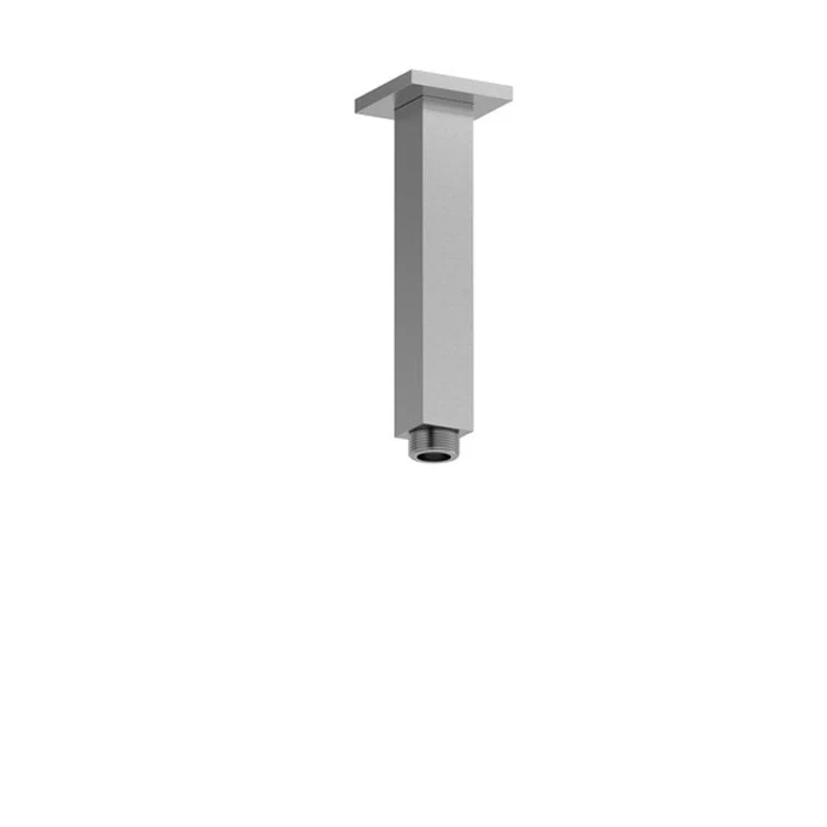 Shower Arm with Square Escutcheon and Square Flange Brushed Chrome 6 Inch 6-3/8 Inch 1/2 Inch Inlet MNPT Brass Ceiling Mount - Frankwebs