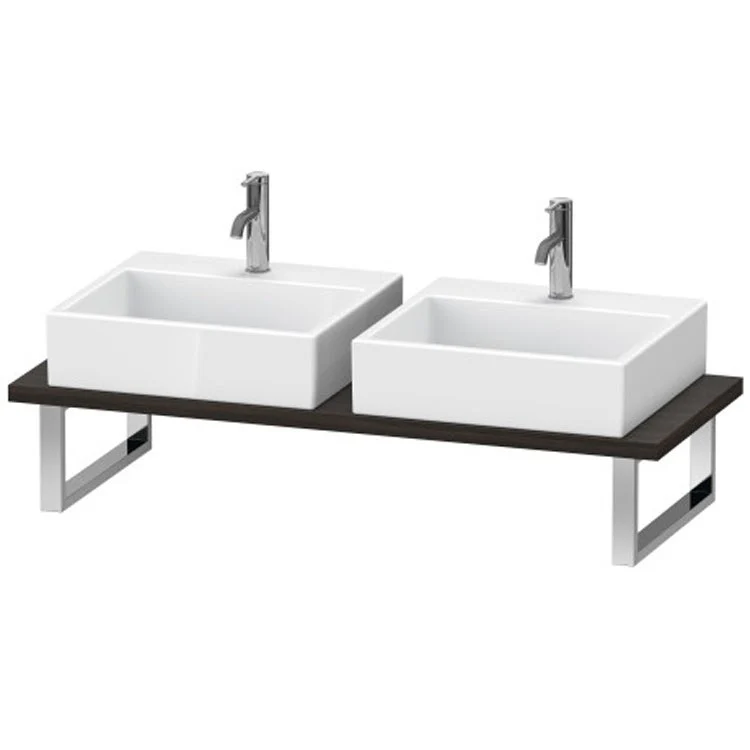 Lavatory Console L-Cube Brushed Walnut Double Basin 21-5/8 x 31-1/2 Inch 1-1/8 Inch - Frankwebs