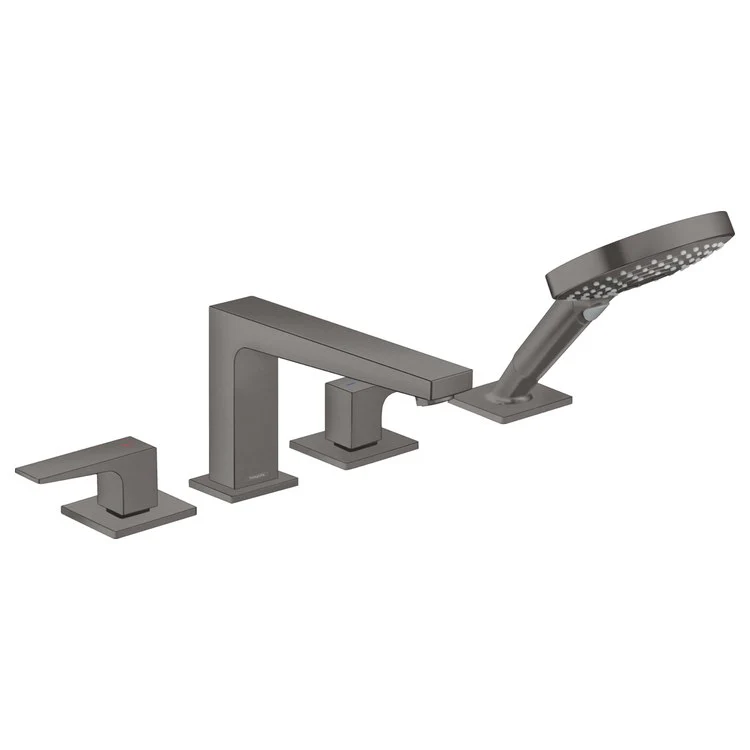 Roman Tub Trim Metropol Deck Mount with Handshower 2 Lever Brushed Black Chrome 8 Inch Spread 6.0 Gallons per Minute - Frankwebs