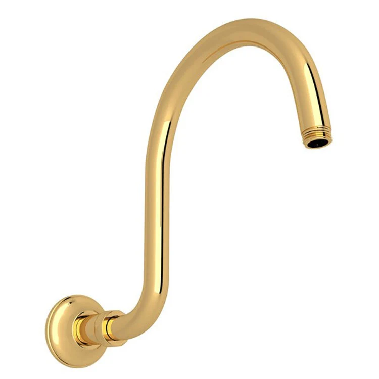 Shower Arm Hook Unlacquered Brass 13 Inch 1/2 Inch Male Inlet 1/2 Inch Male Outlet Brass Wall Mount - Frankwebs