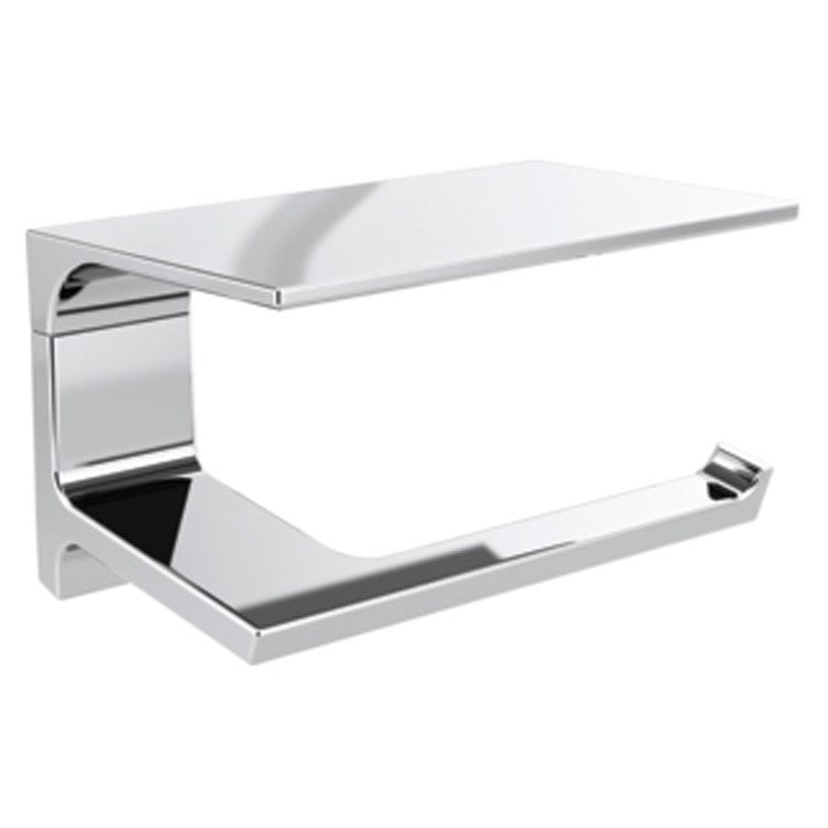 Toilet Paper Holder Pivotal Open with Shelf Brilliance Stainless Metal 6-15/16 Inch 3-15/16 Inch Wall Mount - Frankwebs