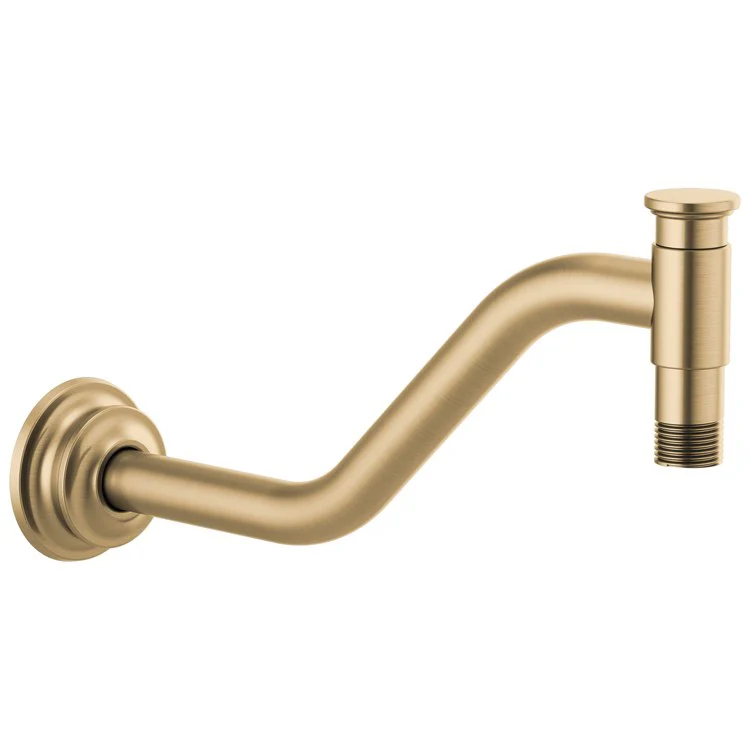 Shower Arm Invari Angled with Flange Brilliance Luxe Gold 11 Inch 1/2 Inch NPT Brass Wall Mount - Frankwebs