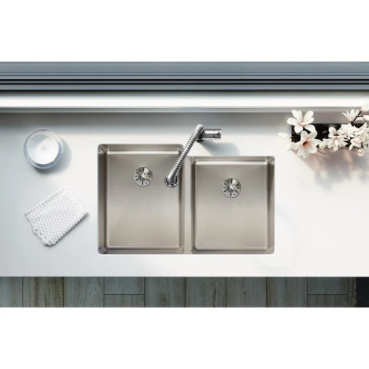 Kitchen Sink Lustertone Iconix 31.25 x 20.5 Inch Double Bowl Right with Perfect Drain Luminous Satin Undermount - Frankwebs