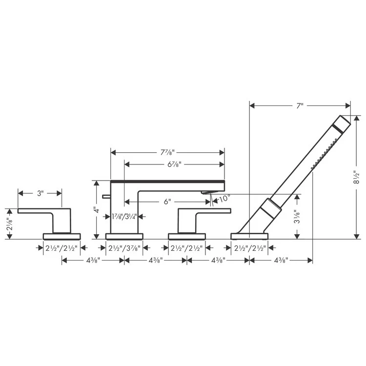 MyEdition Two Handle 4-Hole Roman Tub Filler with Handshower - Frankwebs