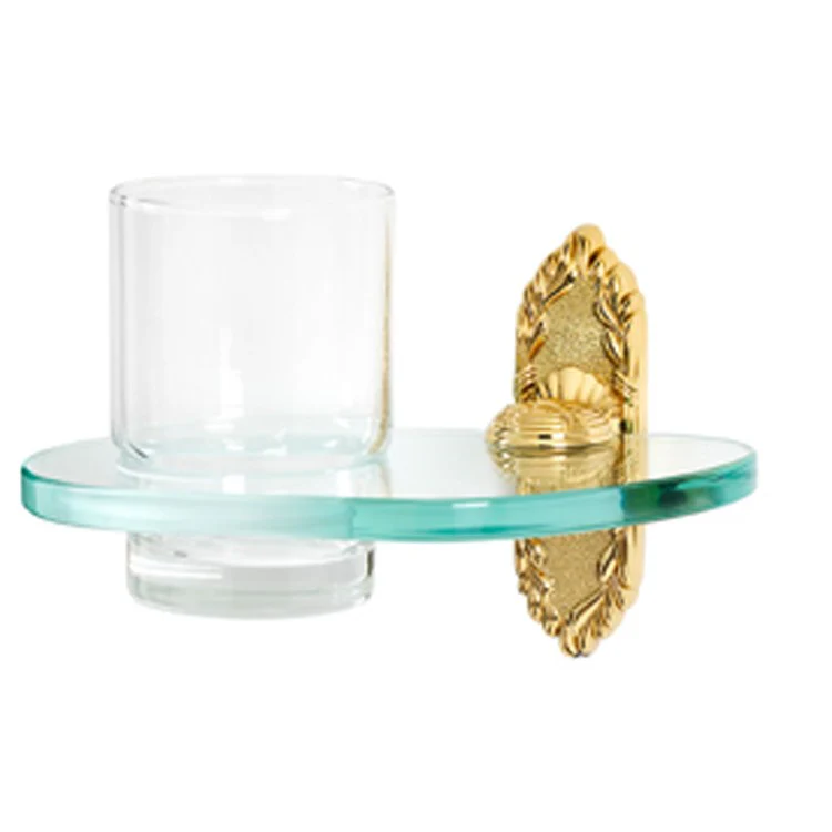 Tumbler Holder Ribbon & Reed Bath Polished Brass Includes Tumbler Wall Mount Brass/Glass 5 x 6-3/4 Inch - Frankwebs
