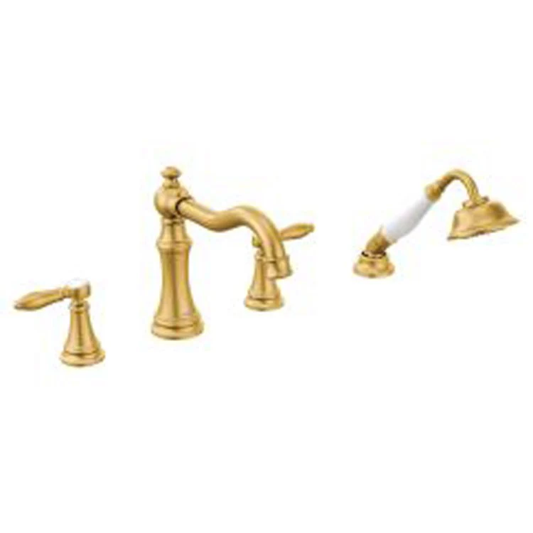 Weymouth Two-Handle High-Arc Roman Tub Faucet with Cross Handles/Handshower - Frankwebs