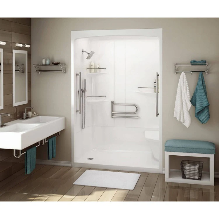 Shower Allia Rectangular White 60 x 34 Inch Acrylic Less Seat Left Drain - Frankwebs