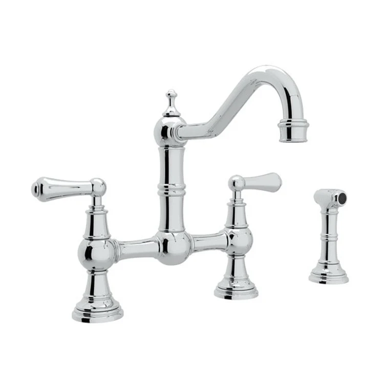 Kitchen Faucet Edwardian 8 Inch Spread 2 Lever English Gold Bridge Swivel Spout 1.8 Gallons per Minute - Frankwebs