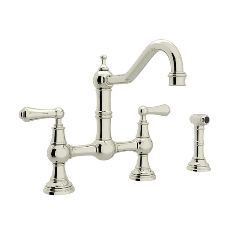 Kitchen Faucet Edwardian 8 Inch Spread 2 Lever English Gold Bridge Swivel Spout 1.8 Gallons per Minute - Frankwebs