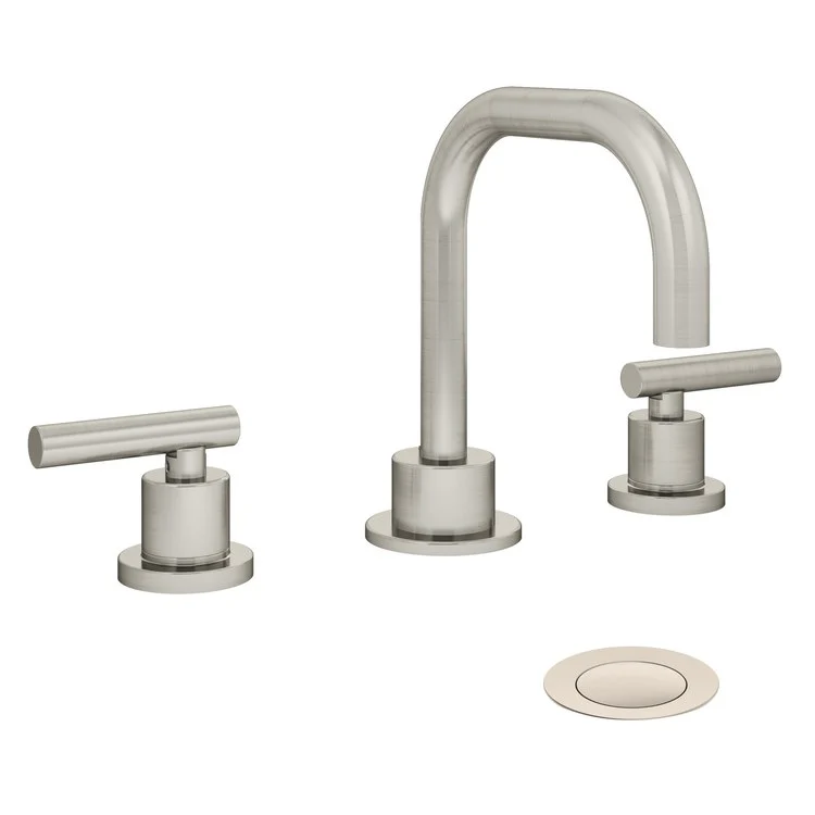 Lavatory Faucet Dia Widespread 8 to 16 Inch Spread 2 Lever ADA Satin Nickel 0.5 Gallons per Minute Metal Push Pop 3 Hole - Frankwebs