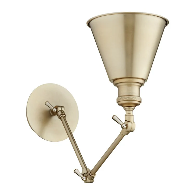 Single-Light Adjustable Swing Arm Wall Sconce with Metal Cone Shade - Frankwebs