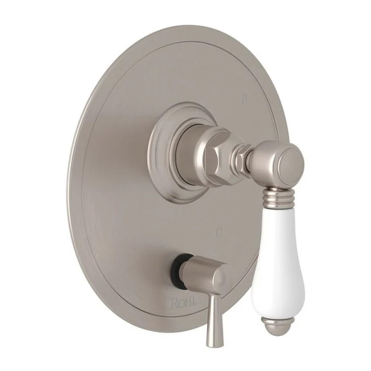 Pressure Balance Valve Trim with Diverter 1 Porcelain Lever Satin Nickel 5.5 Gallons per Minute - Frankwebs