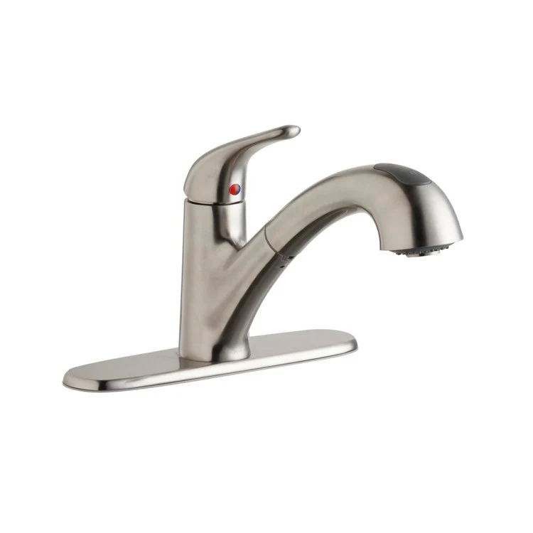 Kitchen Faucet Everyday Deck Mount 1 Lever ADA Lustrous Steel Pull-Out Spray 1 Hole Spout Height 7-3/8 Inch - Frankwebs