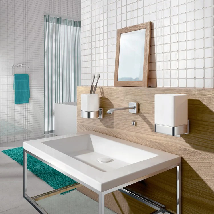 Soap Dispenser Ice Polished Chrome Wall Mount Porcelain Brass with Holder 200 Milliliters - Frankwebs