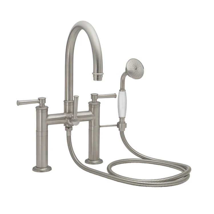 Tub Filler Palomar Traditional Deck Mount with Handshower 7 Inch Spread 3 Series 48 Lever ADA Polished Chrome 2 Hole - Frankwebs