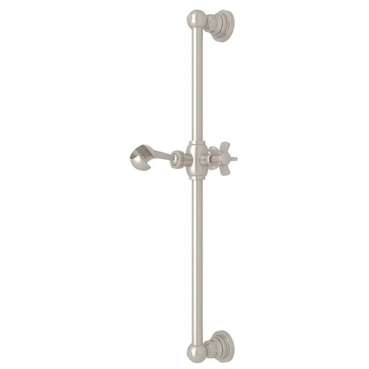 Slide Bar San Giovanni with 5 Spoke Cross Handle 22 Inch Satin Nickel Brass Wall Mount - Frankwebs