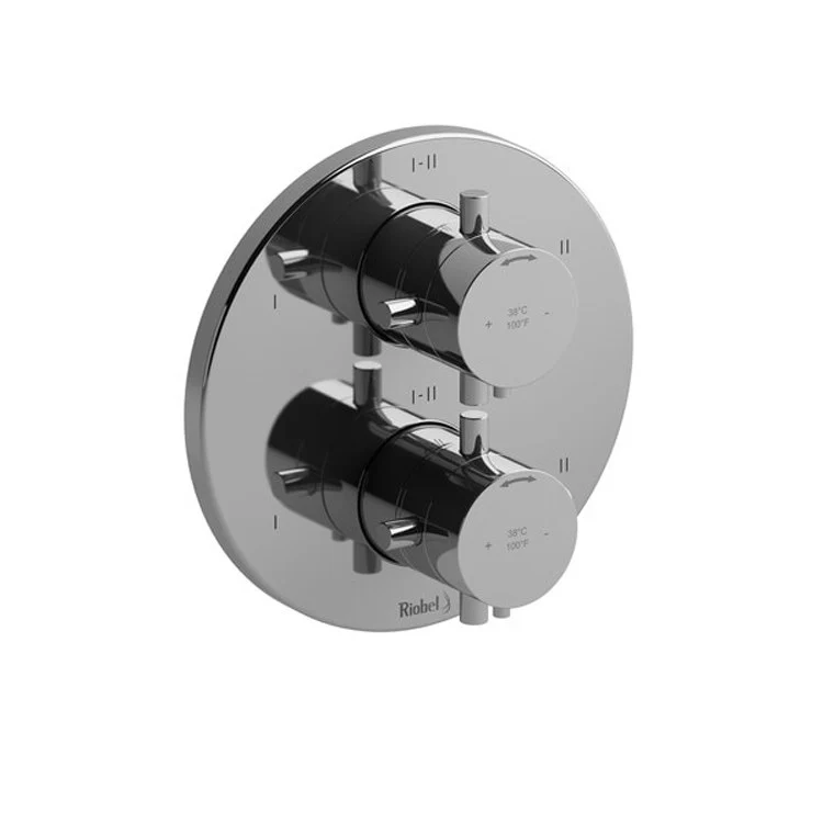 Thermostatic and Pressure Balance Valve Trim Riu 3/4 Inch Round 4-Way 6 Function 2 Cross Polished Nickel Brass - Frankwebs