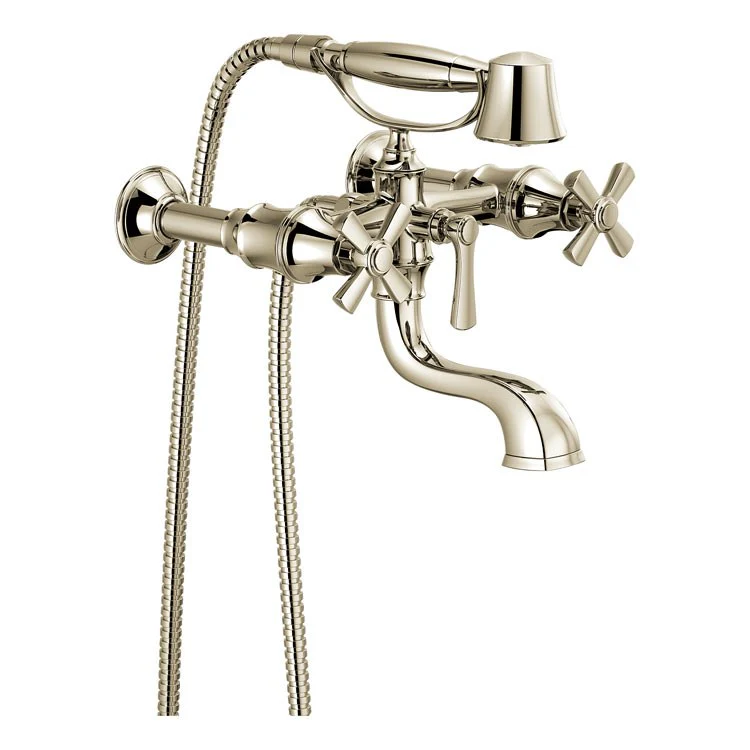 Tub Filler Trim Rook 2 Cross Brilliance Luxe Gold ADA 8 Inch Spread - Frankwebs